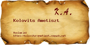 Kolovits Ametiszt névjegykártya
